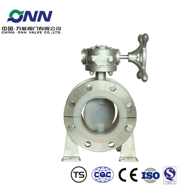 D341F46-16P DN150 Turbine flange fluorine lined butterfly valve