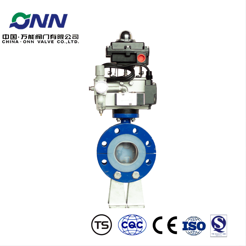 D643H-16C DN40 Pneumatic hard sealed flange butterfly valve