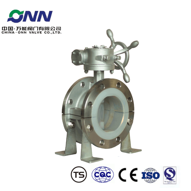 D341F46-16P DN150 Turbine flange fluorine lined butterfly valve